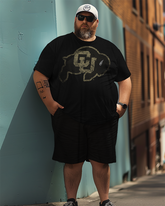 Ensemble de t-shirt grande taille pour hommes avec grand logo de l'Université du Colorado à Boulder, costume de style sportif pour hommes